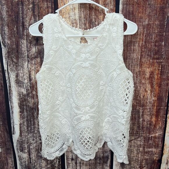 Xhilaration Lace Cropped Tank In White - Picture 1 of 5
